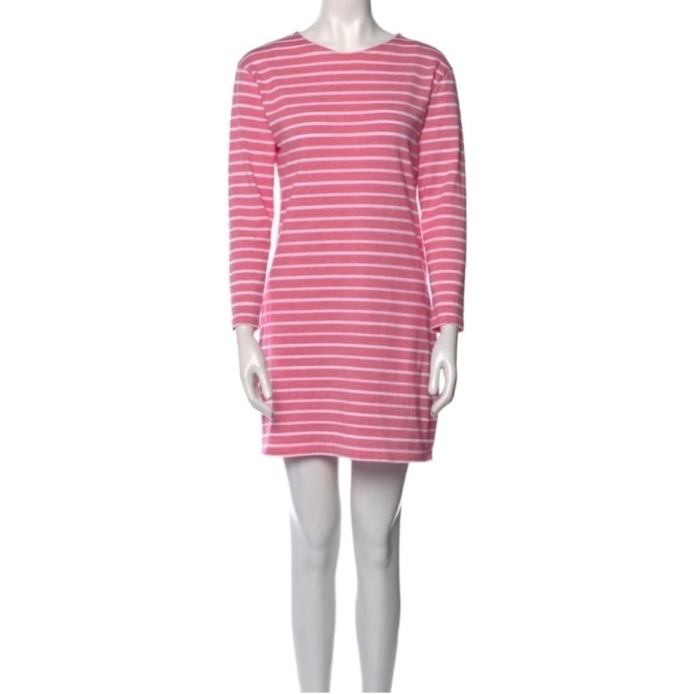 Sail to Sable Jetting to Jetties Pink Striped Dress Textured Coastal Nautical M